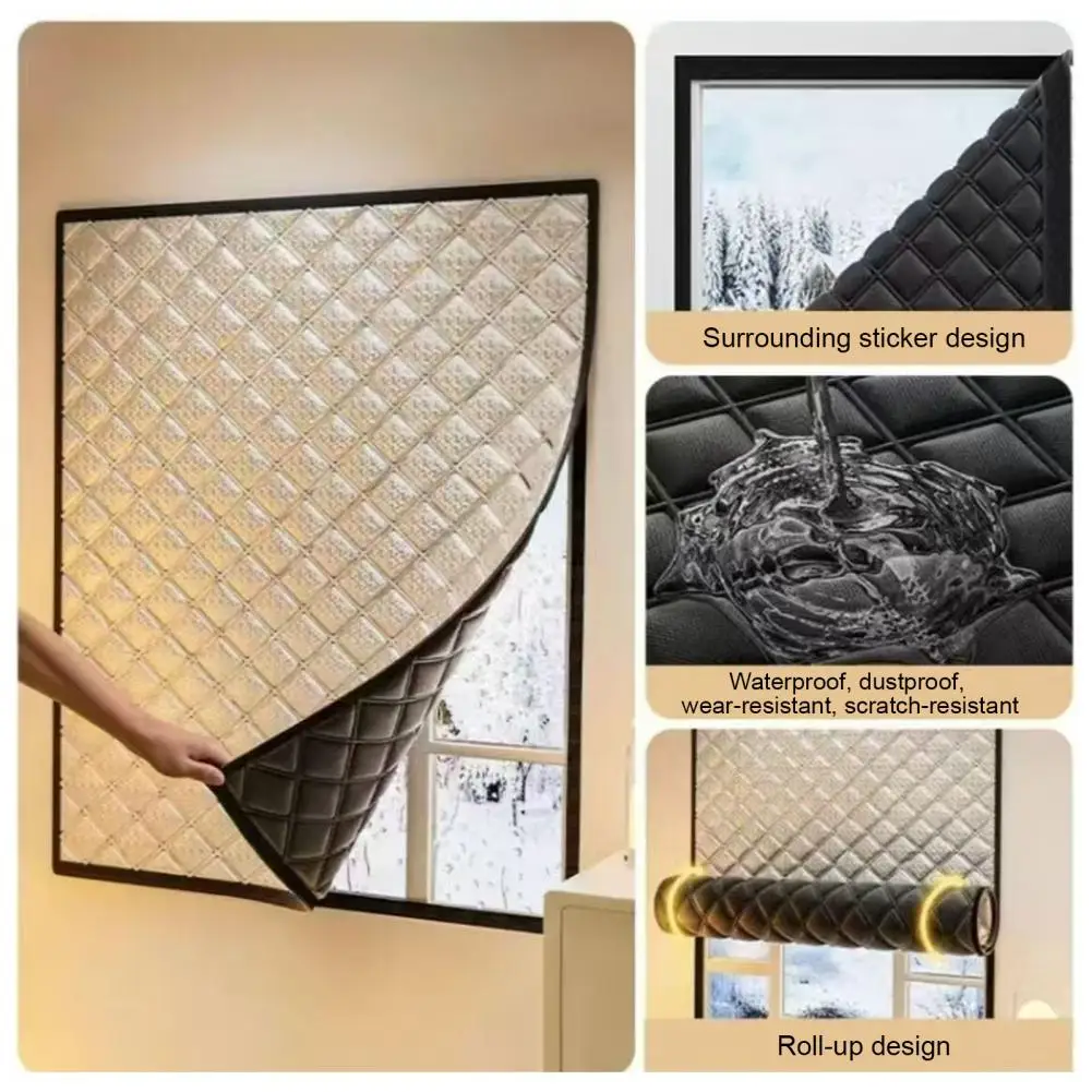Insulation Curtain for Windows Winter Window Insulation Cover Kit Thermal Soundproofing Blanket Heavy Duty 3-layer for Bedroom