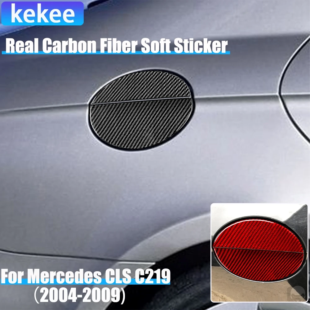 

Real Carbon Fiber Car Accessories Fuel Gas Cap Decorative Cover Soft Sticker For Mercedes CLS C219 2004 2005 2006 2007 2008 2009