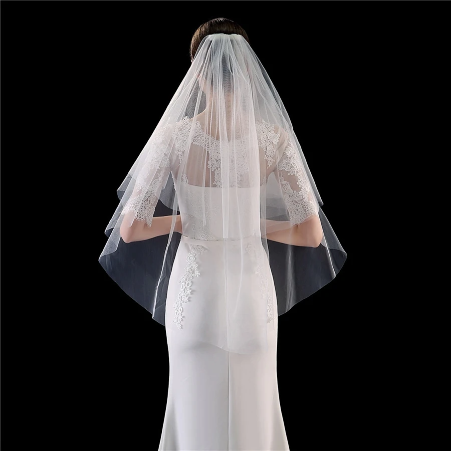 In stock voile Short Veil Cheap wedding accessories Welon veu de noiva Bridal Veil 2023 sluier bridal accessories brautschleier