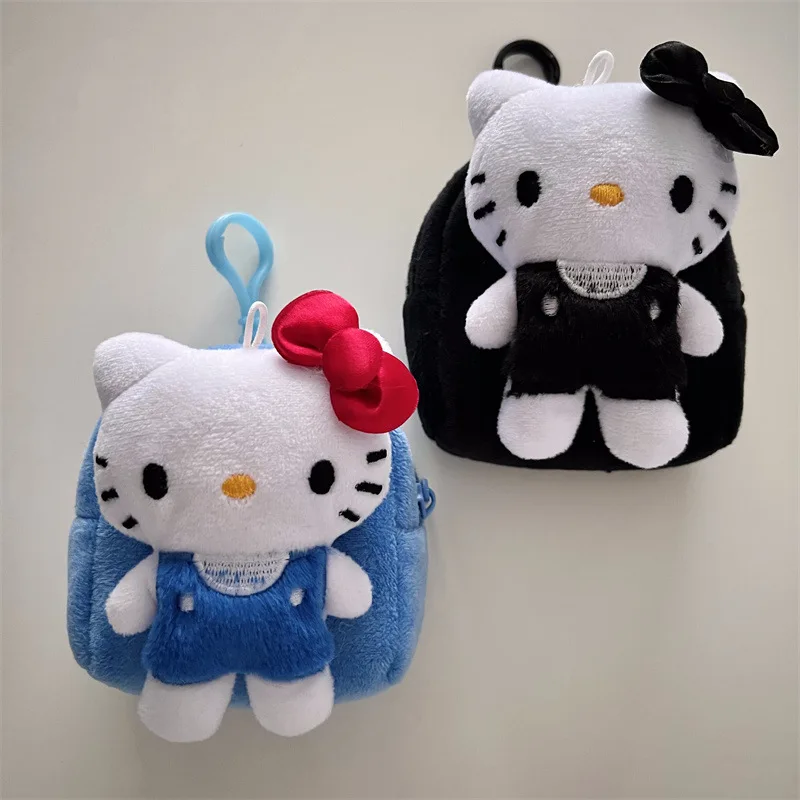 حقيبة يد عصرية محمولة من القطيفة على شكل رسوم متحركة وأنيمي على شكل قطة مناسبة للتخزين في الهواء الطلق وحقيبة صغيرة صغيرة مع سلسلة مفاتيح #1