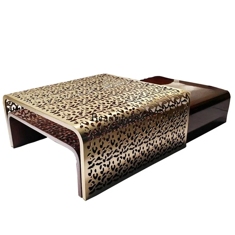 

FG40*Italian telescopic coffee table light luxury high-end living room home designer metal hollow edge table combination