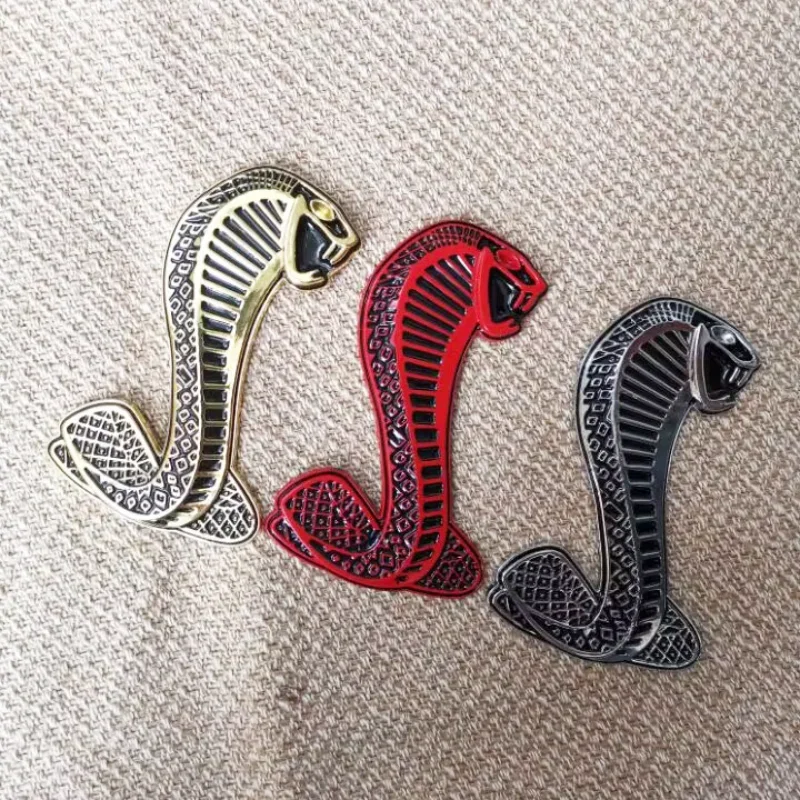 Cool Metal Snake Cobra Car Front Grille Emblem Side Fender Badge Rear Trunk Car Stickers Auto Logo Styling Accessories