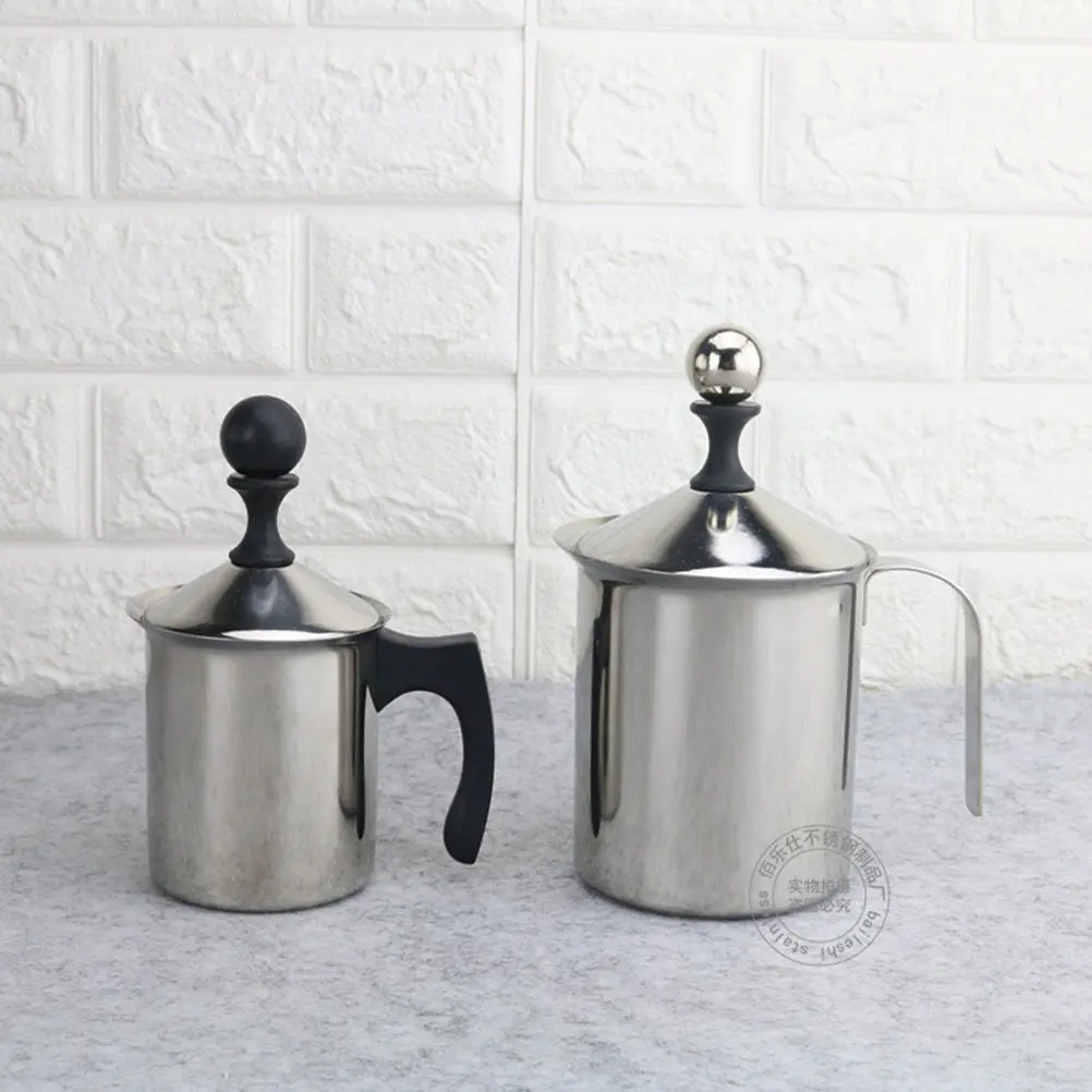 

Manual Milk Frother Stainless Steel Pitcher Heat Resistant Ergonomic Handle Hand Pump Milk Creamer Latte Cappuccino Coffee