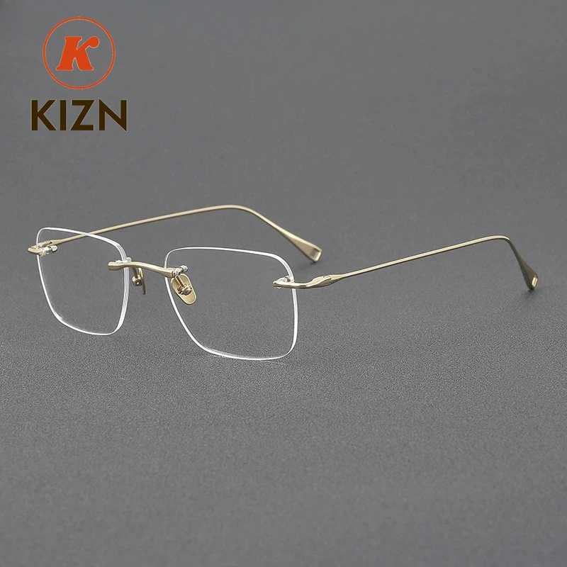 

Pure Titanium Rimless Glasses Optical Glasses Frame Men Eyewear Women Ultra Light Customize Shape Gafas Prescription Lenses