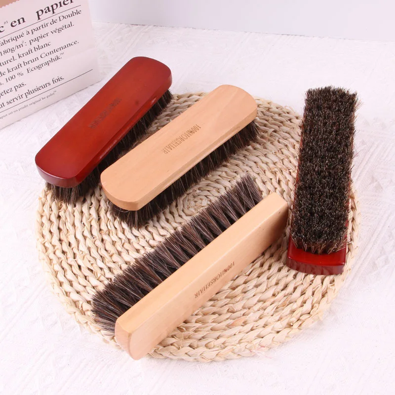 2026 Large Size Horse Hair Brush Shoe Shine Polishing Brush Multi Purpose Cleaning Brush For Leather Shoes Furniture Care
