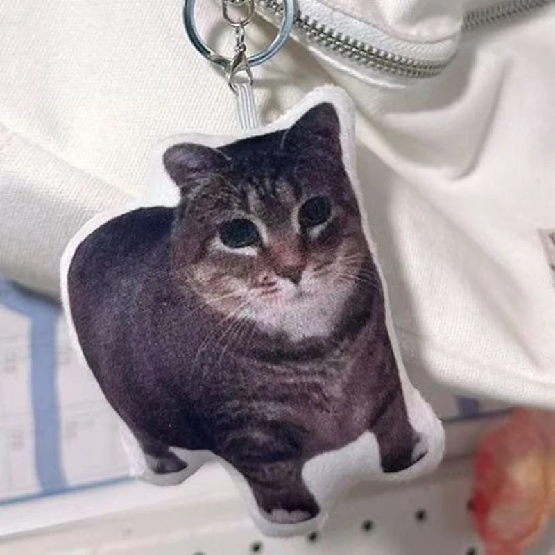 Lindo llavero de gato de voz de dibujos animados, llavero de peluche de gato feo y lindo, colgante de bolso de muñeca de gatito de dibujos animados, animales de peluche de regalo de cumpleaños