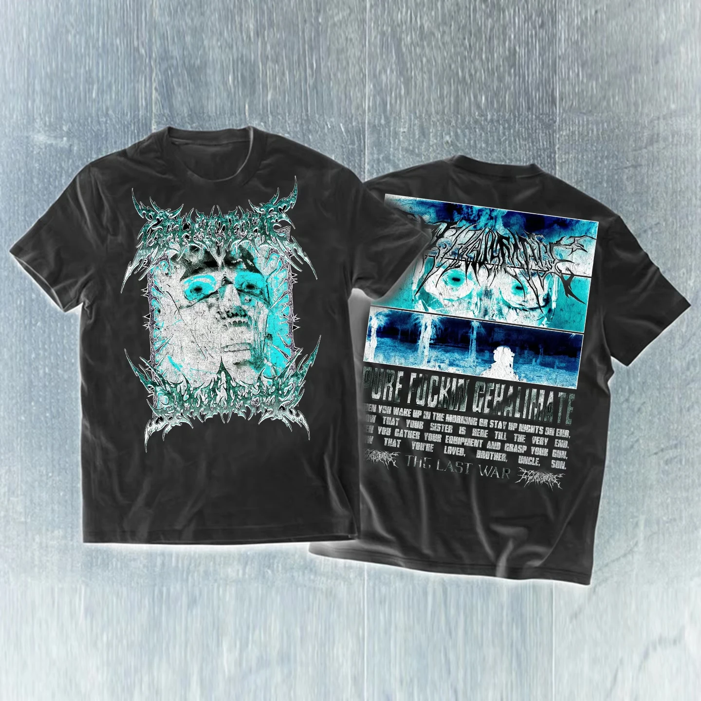 

European and American Heavy Metal Trend Rock Band Skull Print T-shirt Short Sleeve Loose Large Size Trendy Brand Men Anime