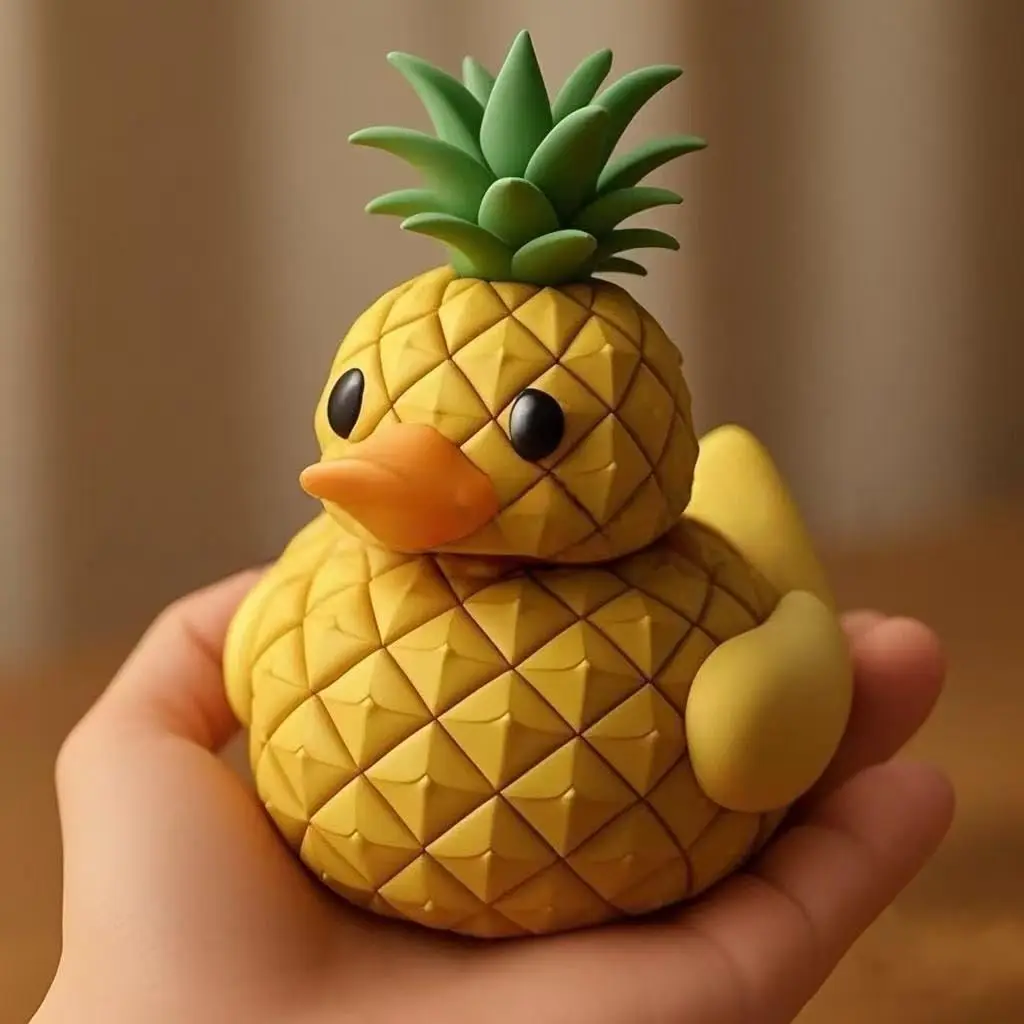 Unique Resin Pineapple Duck Sculpture,Cute Fruit Duck Statue Model for Car Dashboard Office Desk Home Decor Novelty Gifts (Pinea