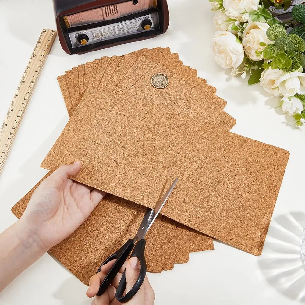 2/4/8Pcs Cork Board 11.81X 8.27inch , 2mm Thick Brown Cork Board Rectangular Wood Block Suitable for Bulletin Boards, Wooden Mats, Coasters, Placemats, Office, Kitchen, Restaurant, DIY Craft Materials image 3