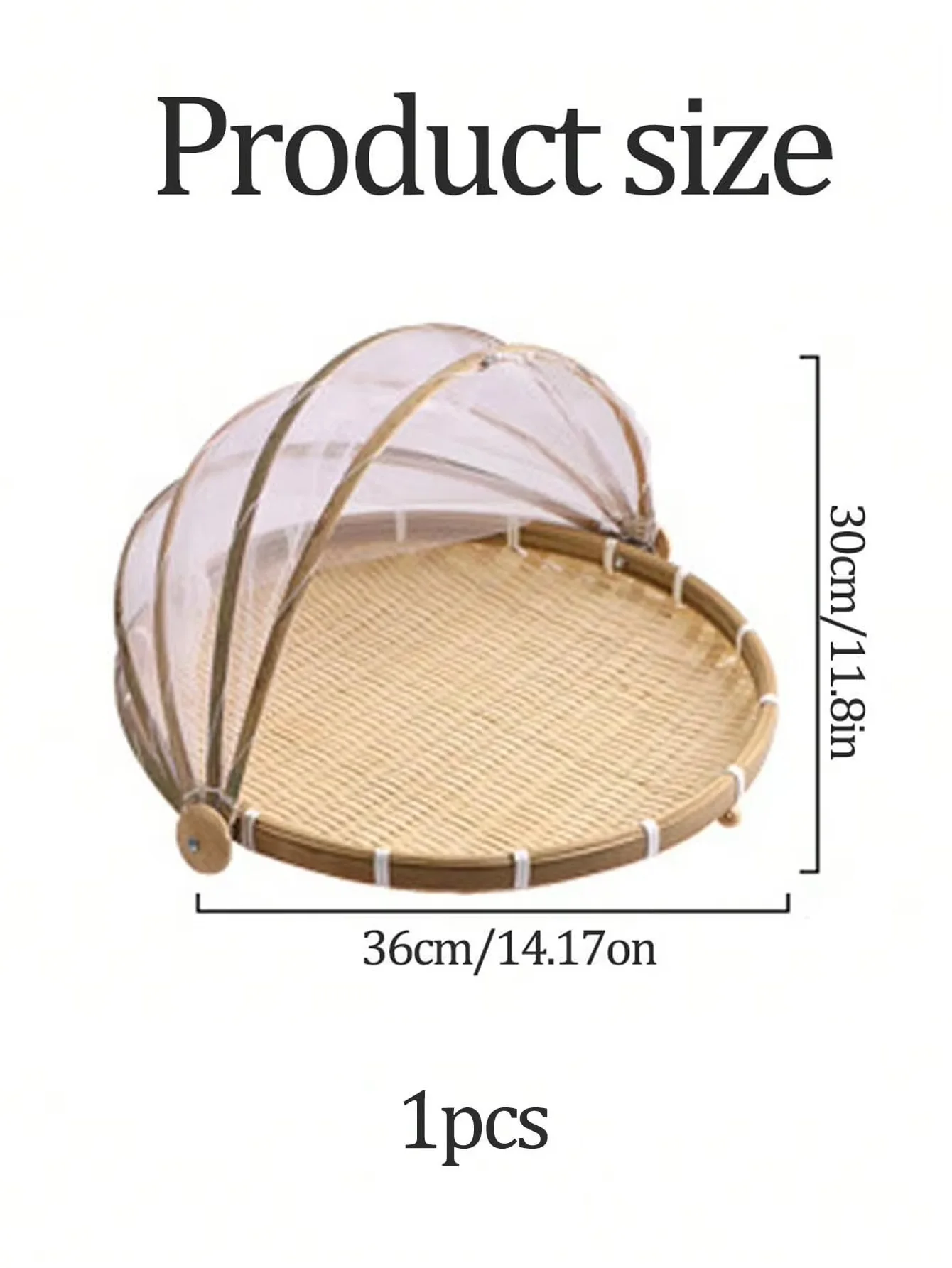 1pcs Hand-Woven Food Serving Tent Bamboo Basket, Fruit Vegetable Bread Cover Storage Container Outdoor Picnic Food Cover Mesh Te