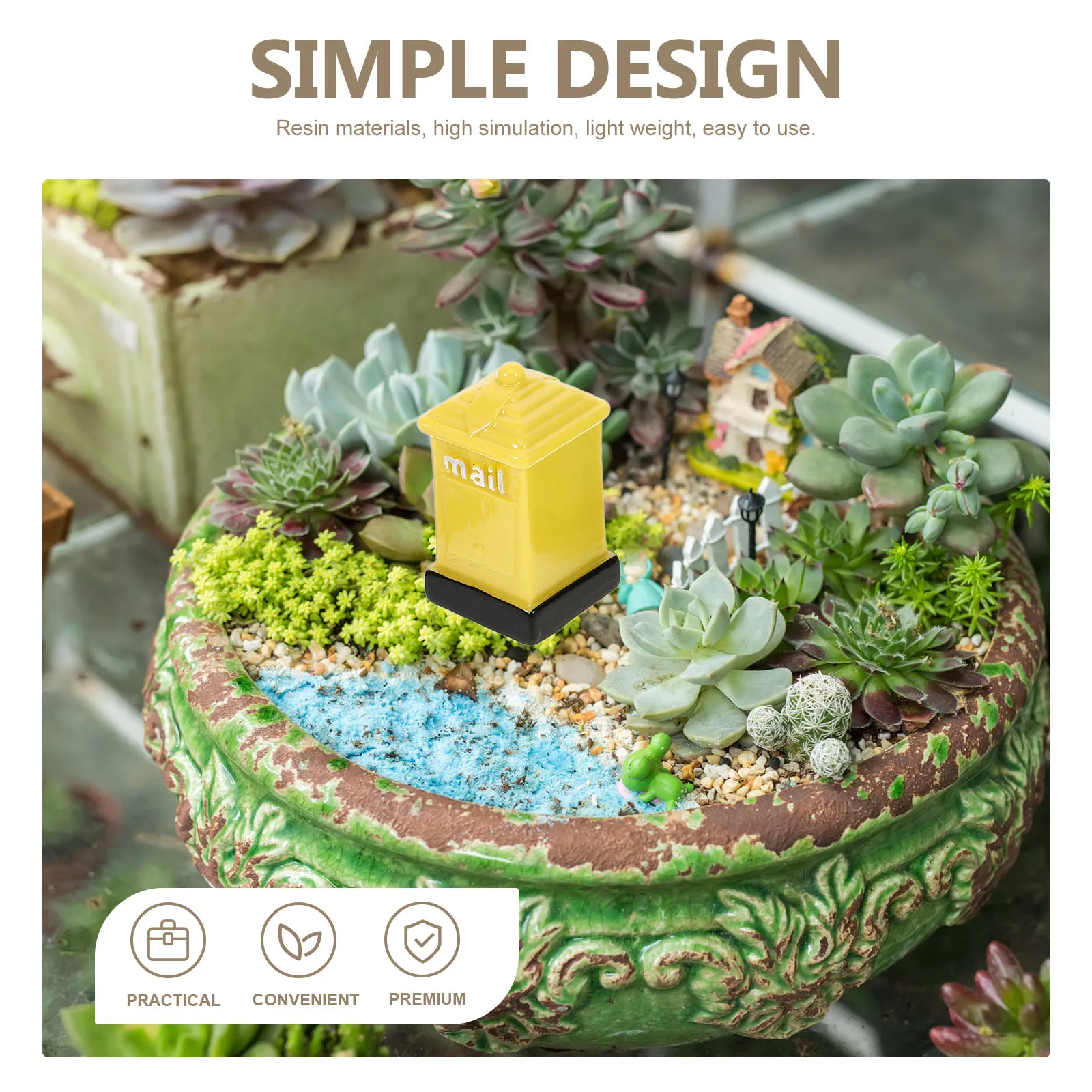 

Resin Mini Mailbox Ornament House Accessories Miniature Post Box Decorative Craft for Sand Table Creative Gift Lightweight