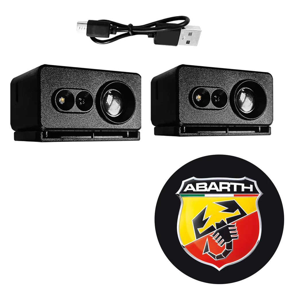 For ABARTH Logo Light Rechargeable Door Light USB ABARTH Welcome Light Courtesy Lamp For ABARTH1000 SP 124 125 500 600 595 695