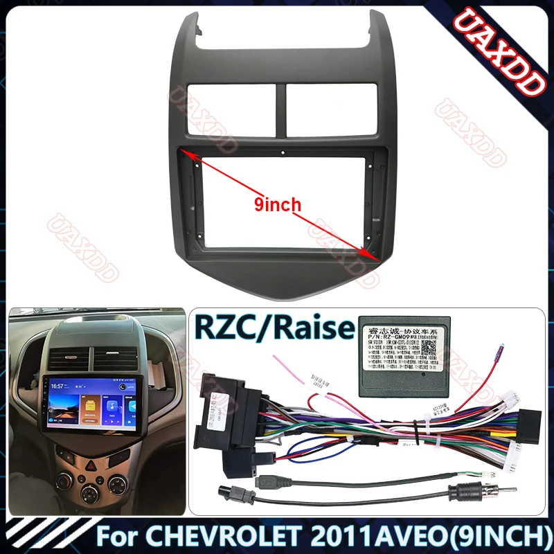 For CHEVROLET 2011 AVEO 9INCH Car GPS DVD Player Radio Android Stereo Harness Screens Navigation Dashboard Cables Frame Canbus