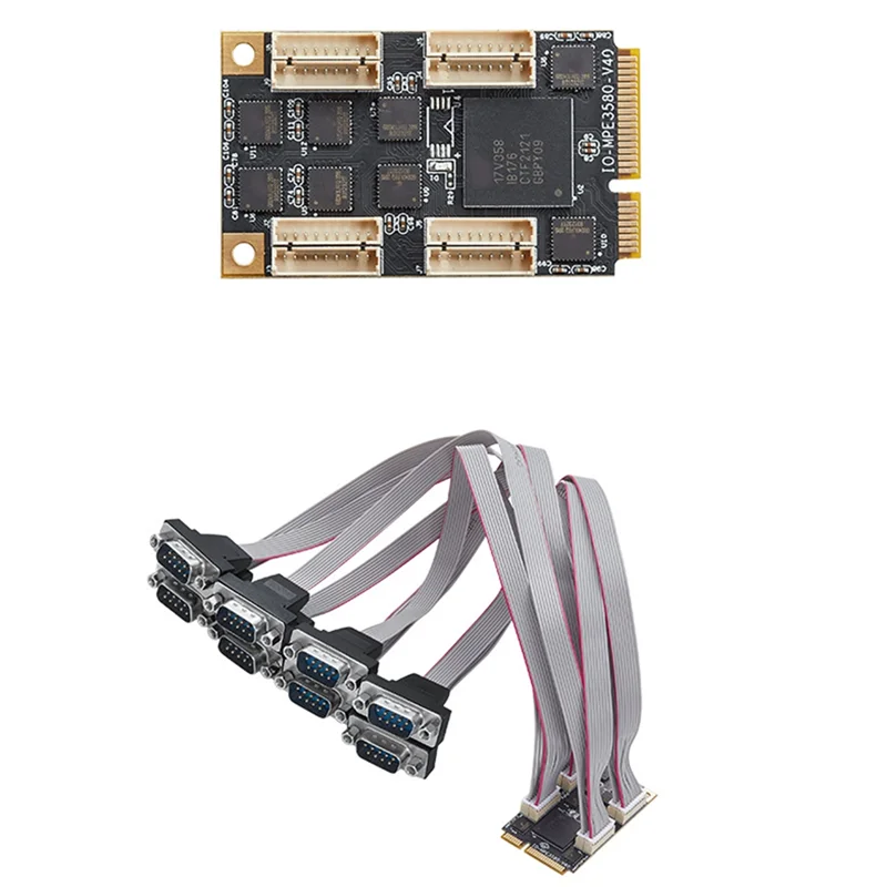 Exquisite-Mini PCIE Express 8 Serial Ports Controller Card Mini Pcie DB9 RS232 Adapter Mini PCI-E COM Card 15 KV ESD Protection