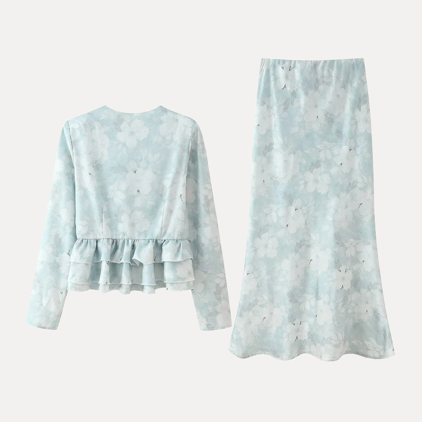 

Women's Faion Set with Long Sve Waist-Cinching f Skirt Elastic Waist Loose Fit Casual Sle Four Seasons Collection