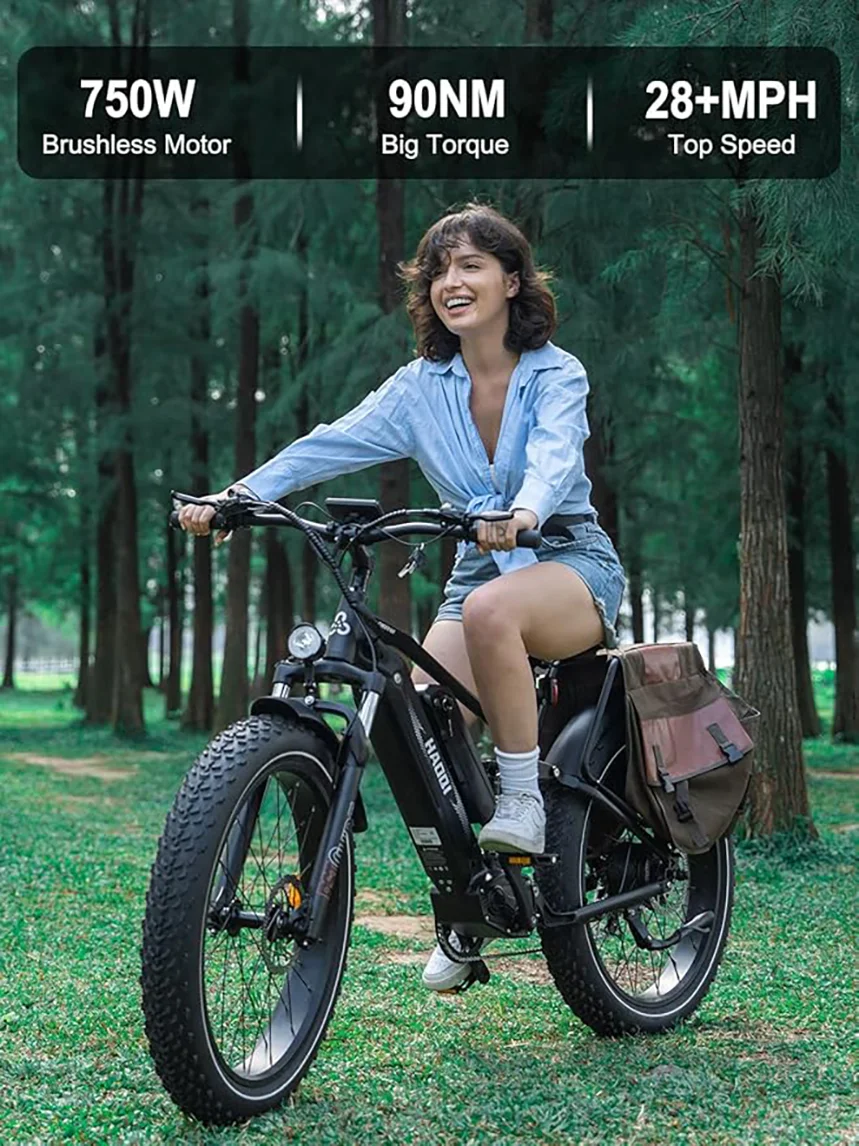 HAOQI الفهد الكبار E-الدراجة 750 واط 48V25Ah بطارية التنقل دراجة كهربائية ، 26 بوصة الدهون الإطارات E-الدراجة الجبلية