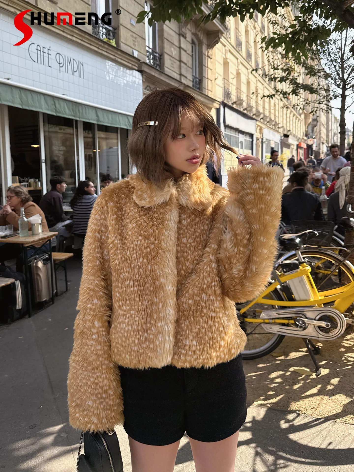 

Autumn and Winter Women's Faux Fur Jacket Hot Girl Street Fashion Retro Plush Warm Coat Women's Fox Eco-Friendly Fur Clothing