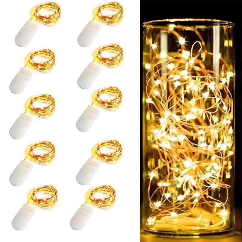 10Pack Copper Wire Fairy Lights 2M Battery LED String Lights for Wedding Patio Decor