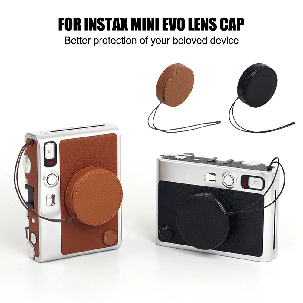 PU Leather Lens Cap For Instax Mini EVO Anti-lost Dustproof Protective Cap Plush Lining Waterproof For Fujifilm Instax Mini P8C0