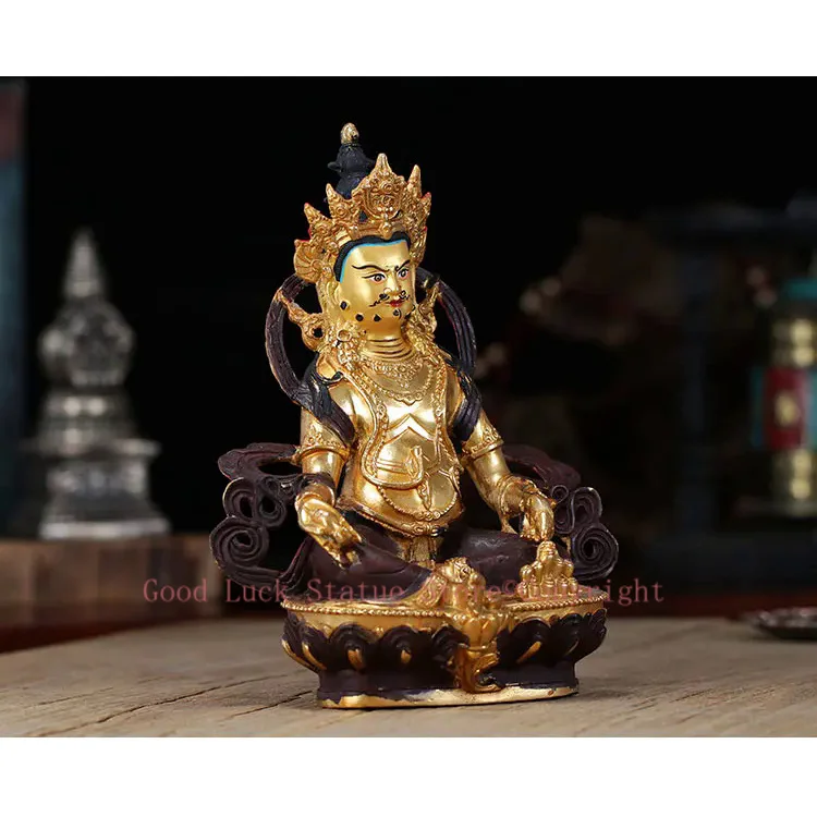 8 inch # GOOD Buddha Buddhist Buddhism family Safety wealth Yellow Jambhala money Fortune God Mammon buddha statue-free shipping