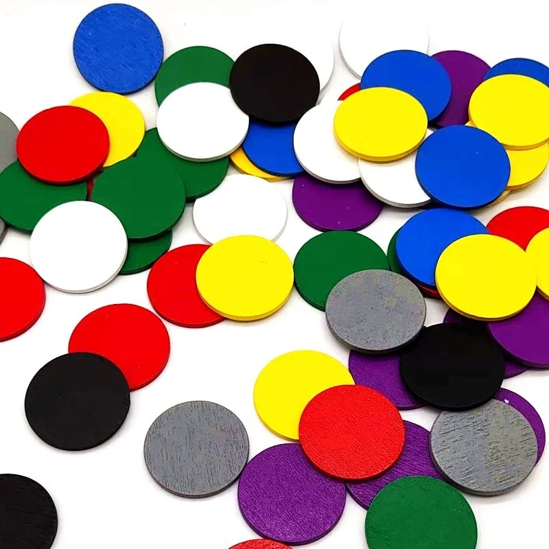 100Pcs/set Board Game Wooden Chips Coins Students Kindergarten Reward Points Coins Color Disc Game Pieces