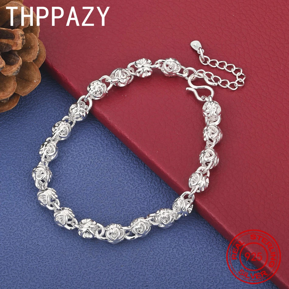 

THPPAZY 925 Sterling Silver Openwork Heart Bracelet For Women Men Exquisite Beautiful Jewelry Charming Wedding Party Birthday