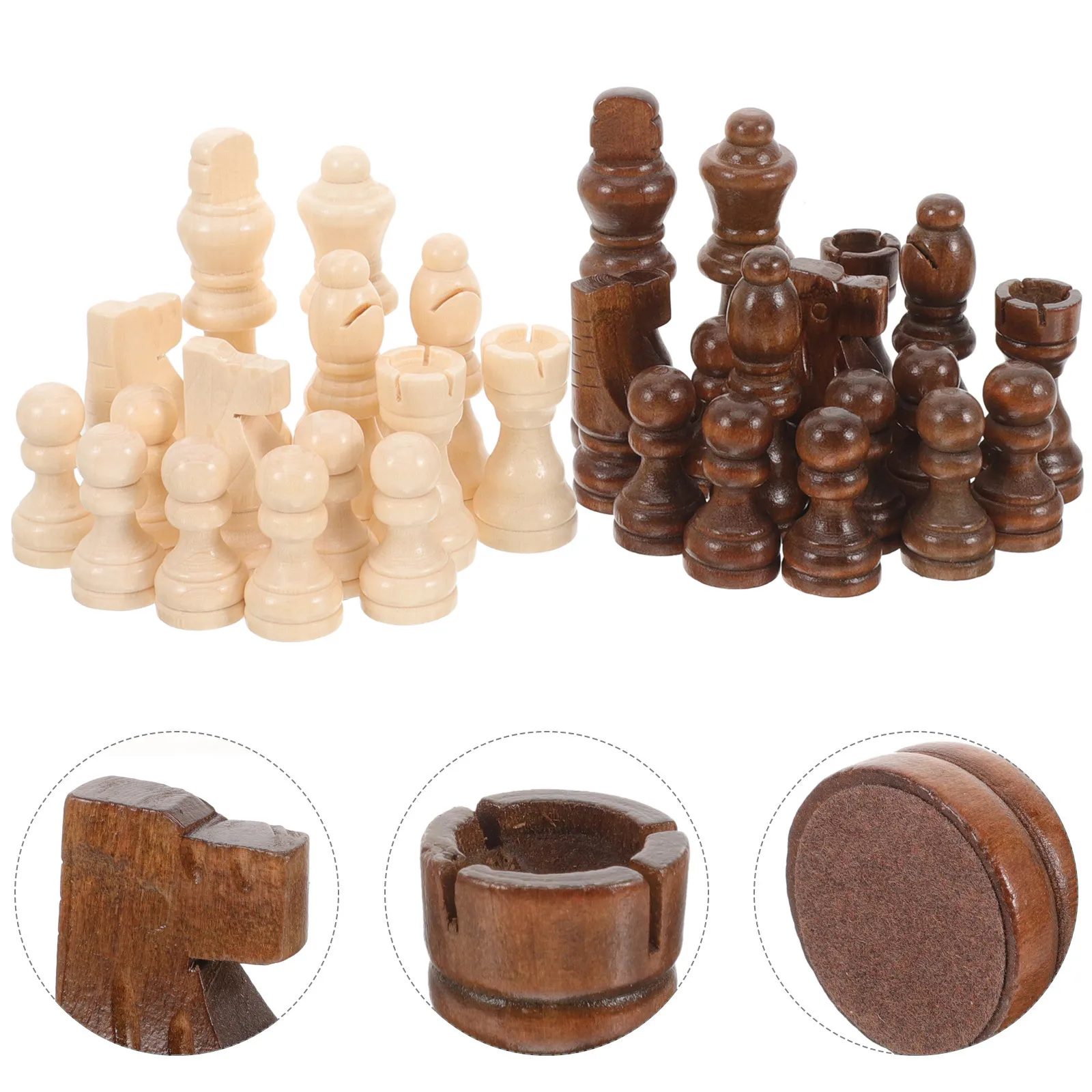 

1 set 1 Set International Wooden Replacement Pieces For Chess Board Game Wood Chess Pieces Only Small Portable Travel Size