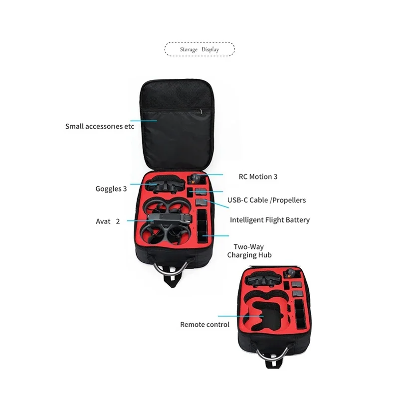 

X-T New-For DJI Avata 2 Backpack UAV Storage Bag For DJI Avata 2 Remote Control Storage Case