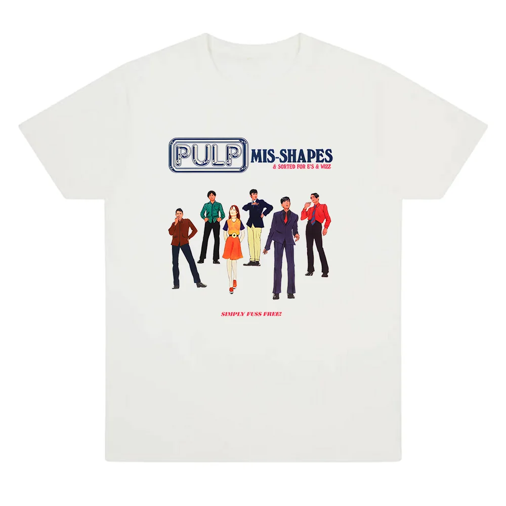 

Mis-Shapes T-Shirt Pulp Rock Band Tee Summer Short Sleeve Cotton T Shirt for Male Hip Hop Grunge Men Tee Unisex Loose Streetwear
