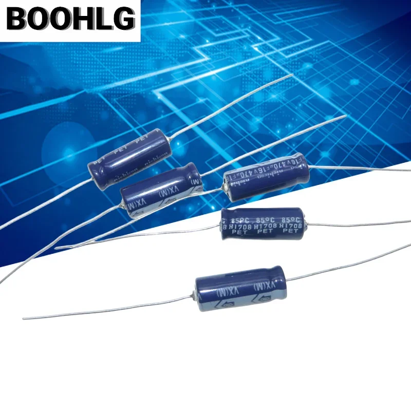 10PCS imported Nikon horizontal axial polarized aluminum electrolytic capacitor 16v 470uf 8x20mm