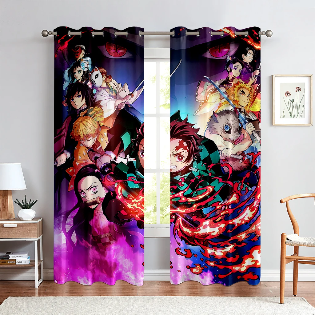 Children's Favorite Cartoon Anime Characters Curtains, 2 Panel, Boys, Girls Room, Bedroom, Living Room, Den, Window Decoration