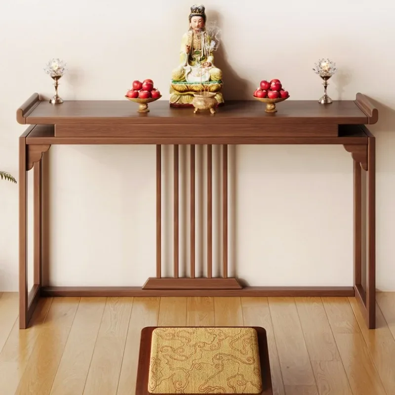 

Entrance table New Chinese-style solid wood simple light luxury home Zen living room entrance end view Narrow