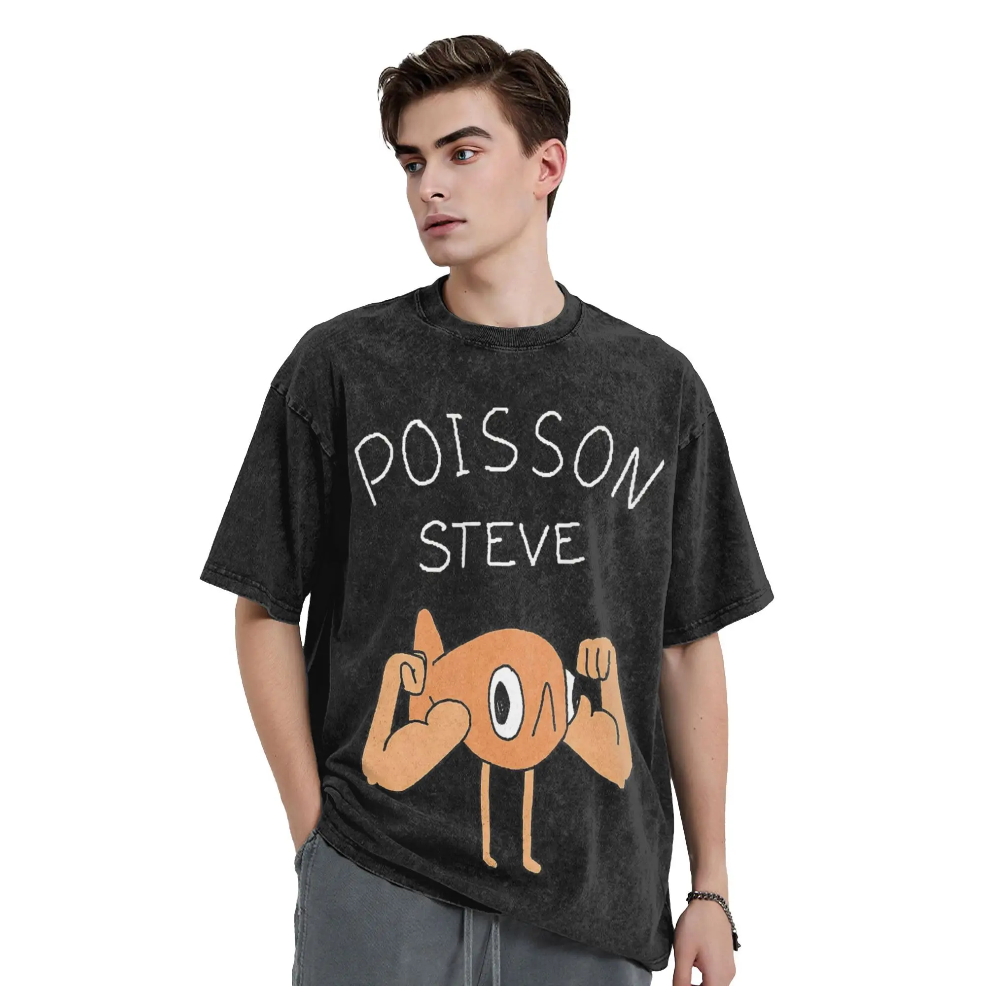 

Футболки Fish Le Poisson Steve Meme в стиле хип-хоп, потертая футболка с короткими рукавами, винтажные мужские и женские топы, уличная футболка с принтом