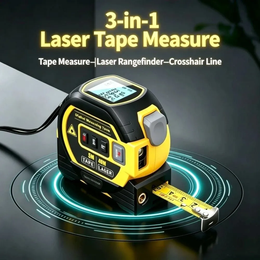 3 in 1 Laser Tape Measure LED Display Multi Function Laser Rangefinder 40/60m Laser Durable Digital Tape Measure Tool