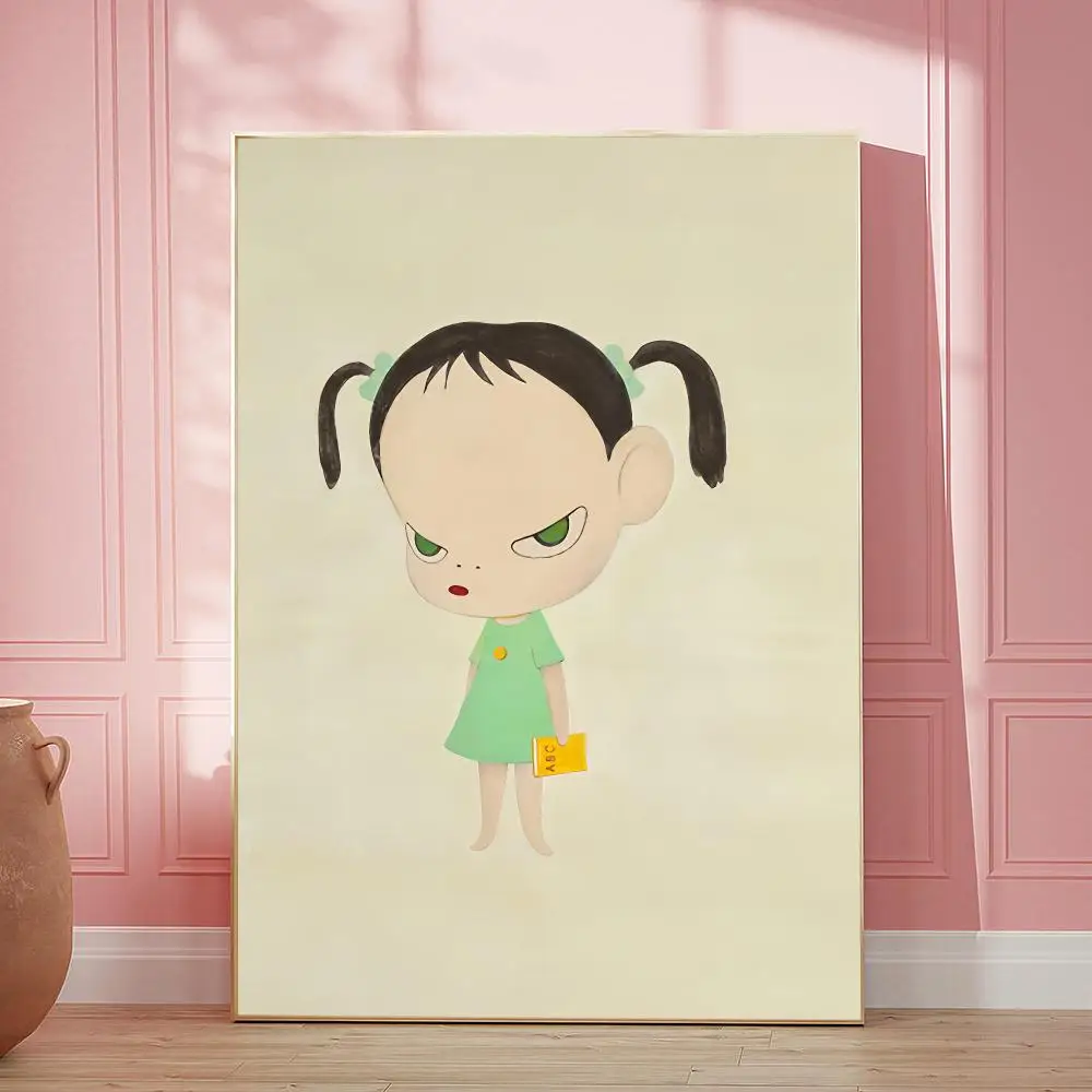 Japanese Girl HD Wall Art Poster Nara Inspired Style Big Eyes Character Minimalist Contemporary Art Home Decor Bedroom Gift