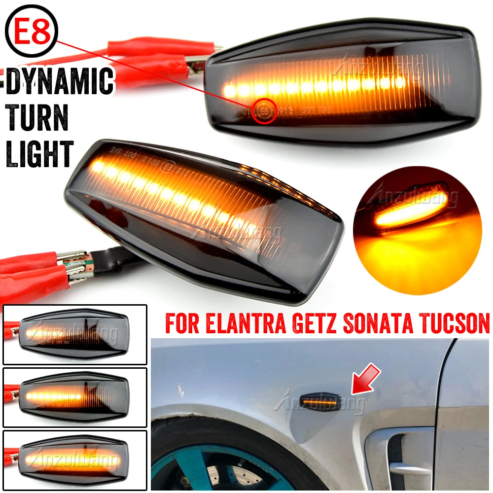 2pcs For Hyundai i10 Getz Elantra XG Tucson Terracan Coupe Trajet Matrix Accent Led Dynamic Side Marker Turn Signal Light