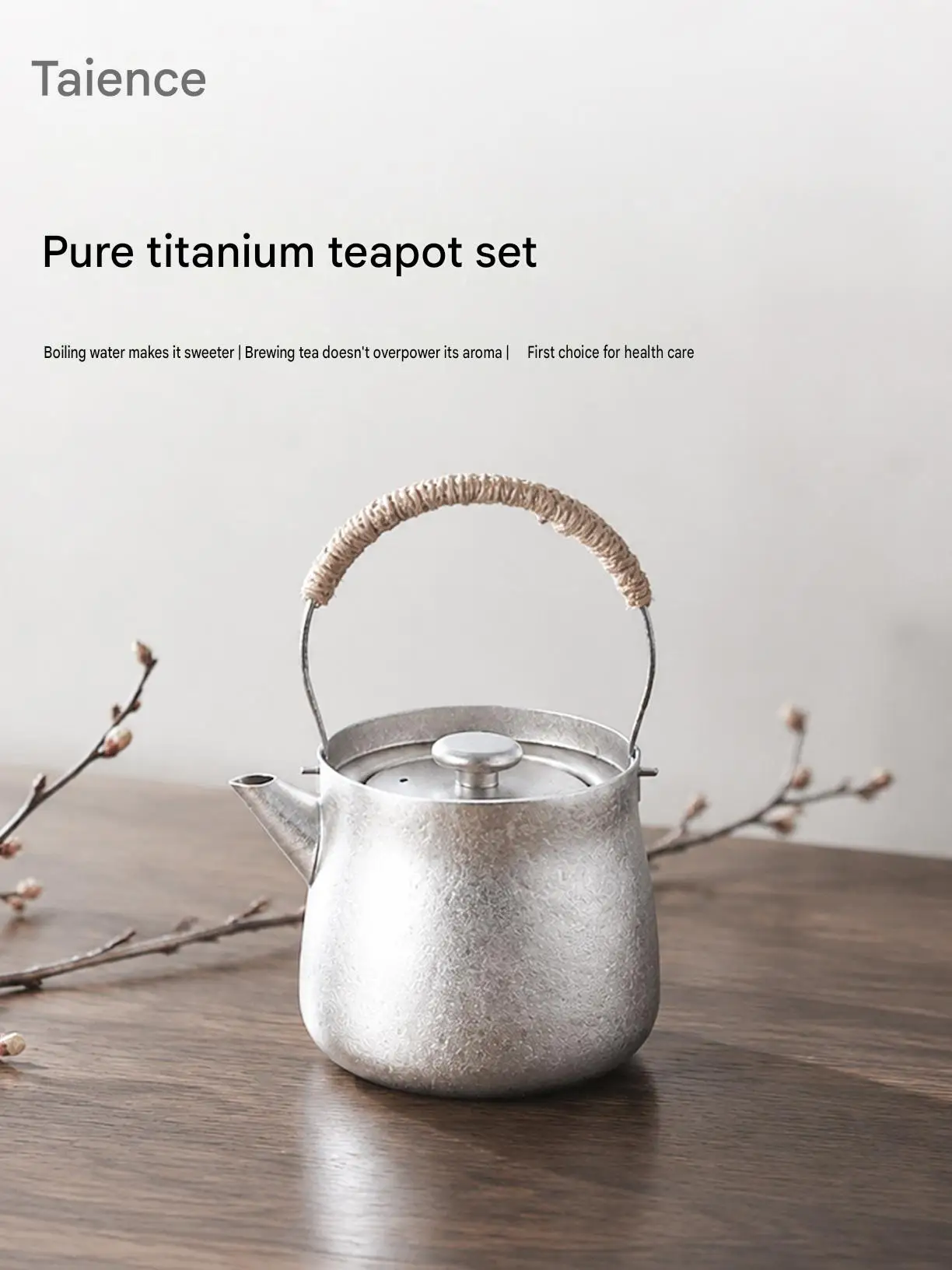 Retro Pure Titanium Teapot Set Electric Ceramic Stove, Portable Water Kettle for Home Outdoor Kung Fu Tea Ceremony