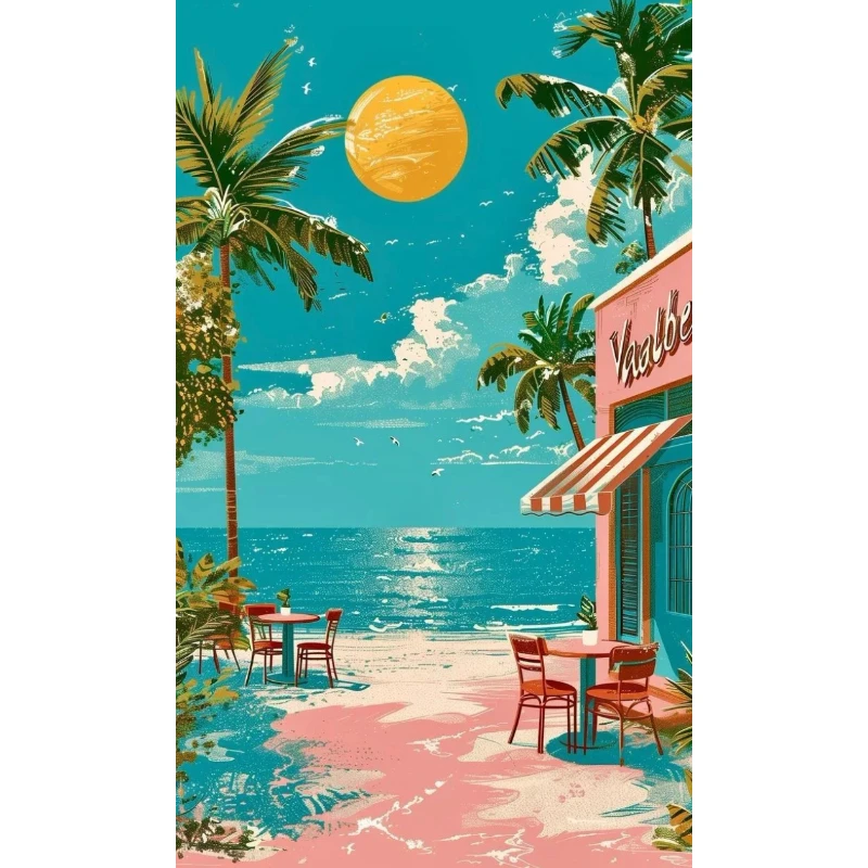 Rompecabezas de 500/1000/1200/2000 Piezas, Paisaje Veraniego junto al Mar, Juegos de Actividades Familiares para Sala de Juegos, Dormitorio, Decoración del Hogar, Regalo