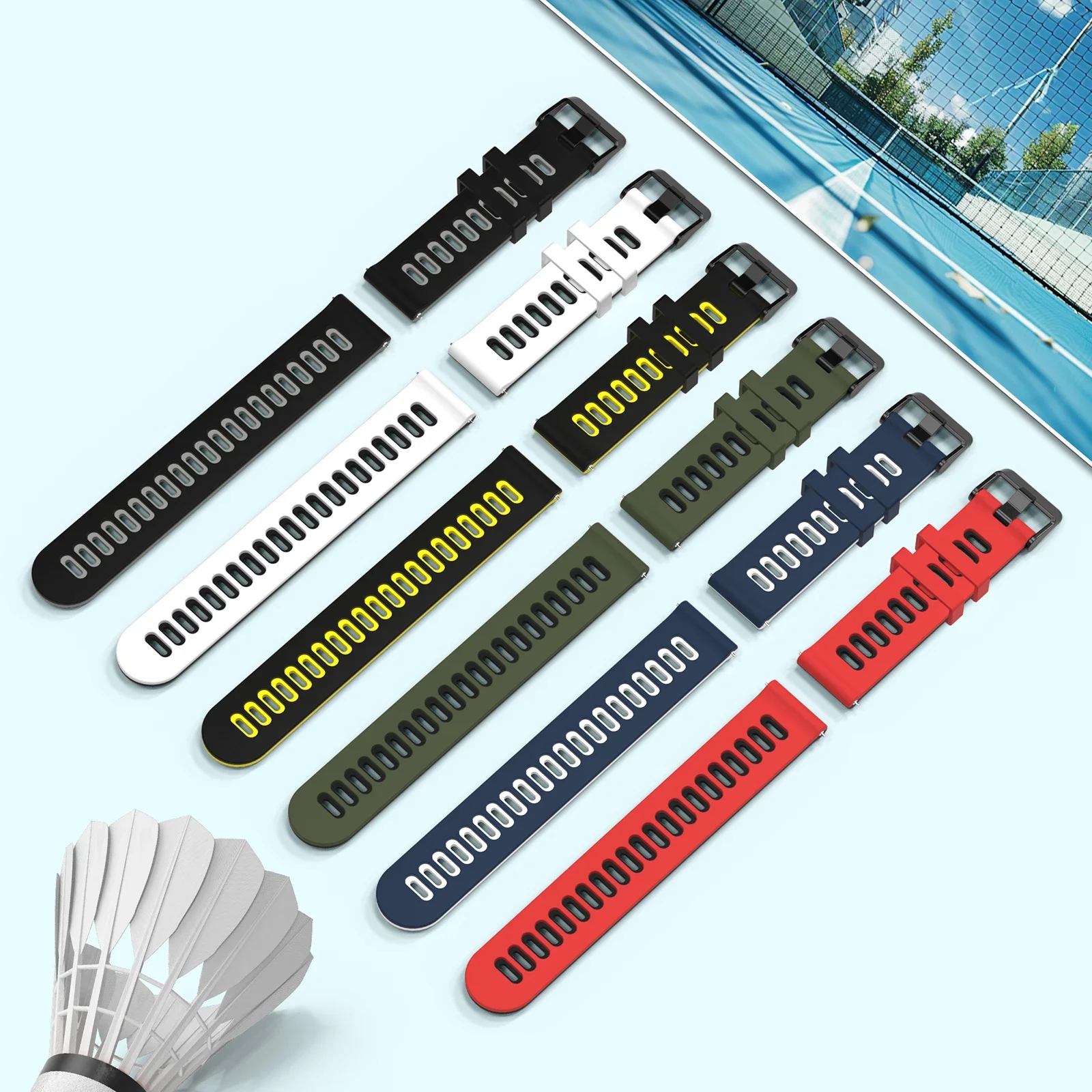 

Силиконовый двухцветный ремешок 20 22 мм для Amazfit GTS 2 4 Mini/GTS 3/GTS 2e/Bip 3 Pro/Bip U Pro/Bip S lite/GTR 3 Pro/GTR 2 4 Band