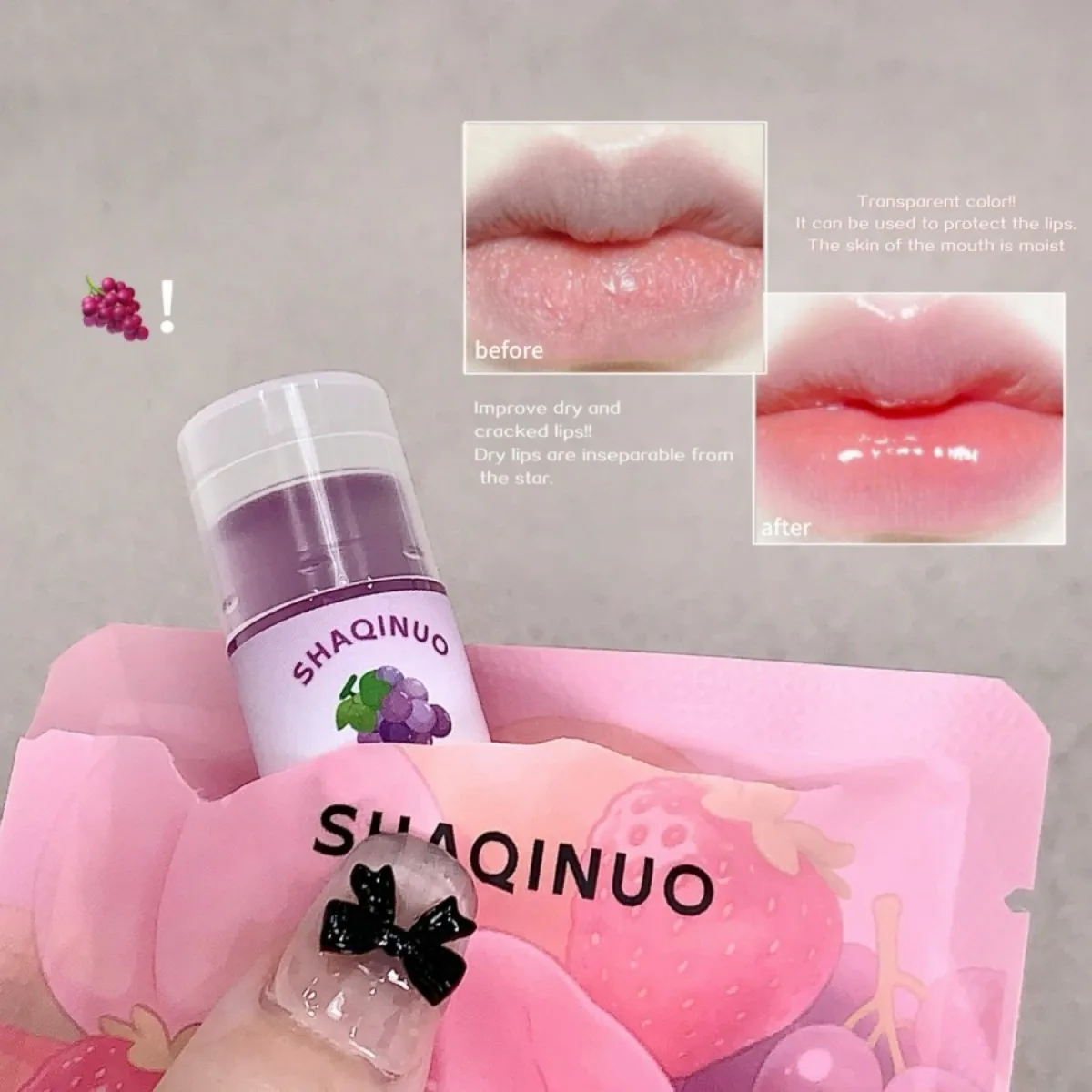 SHAQINUO Fruity Lip Balm Tinted Moisture Gloss Sheer Color Non-sticky Hydrating Soft Smooth Lips Daily Wear Chinese Beauty