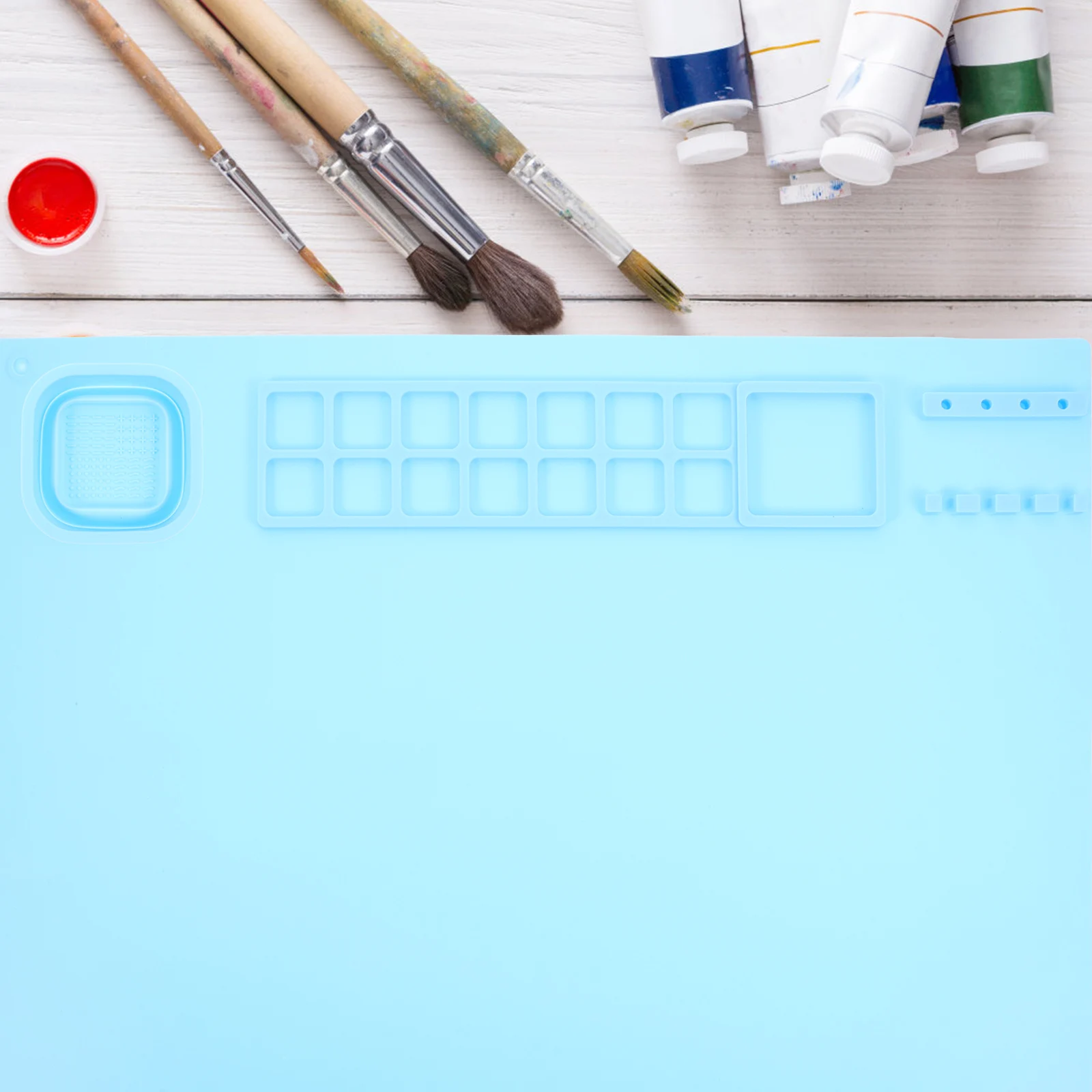 

Silicone Paint Palette Color Mixing Board Artist Tray Reusable Watercolor Pigment Plate Compact Lightweight Portable Painting