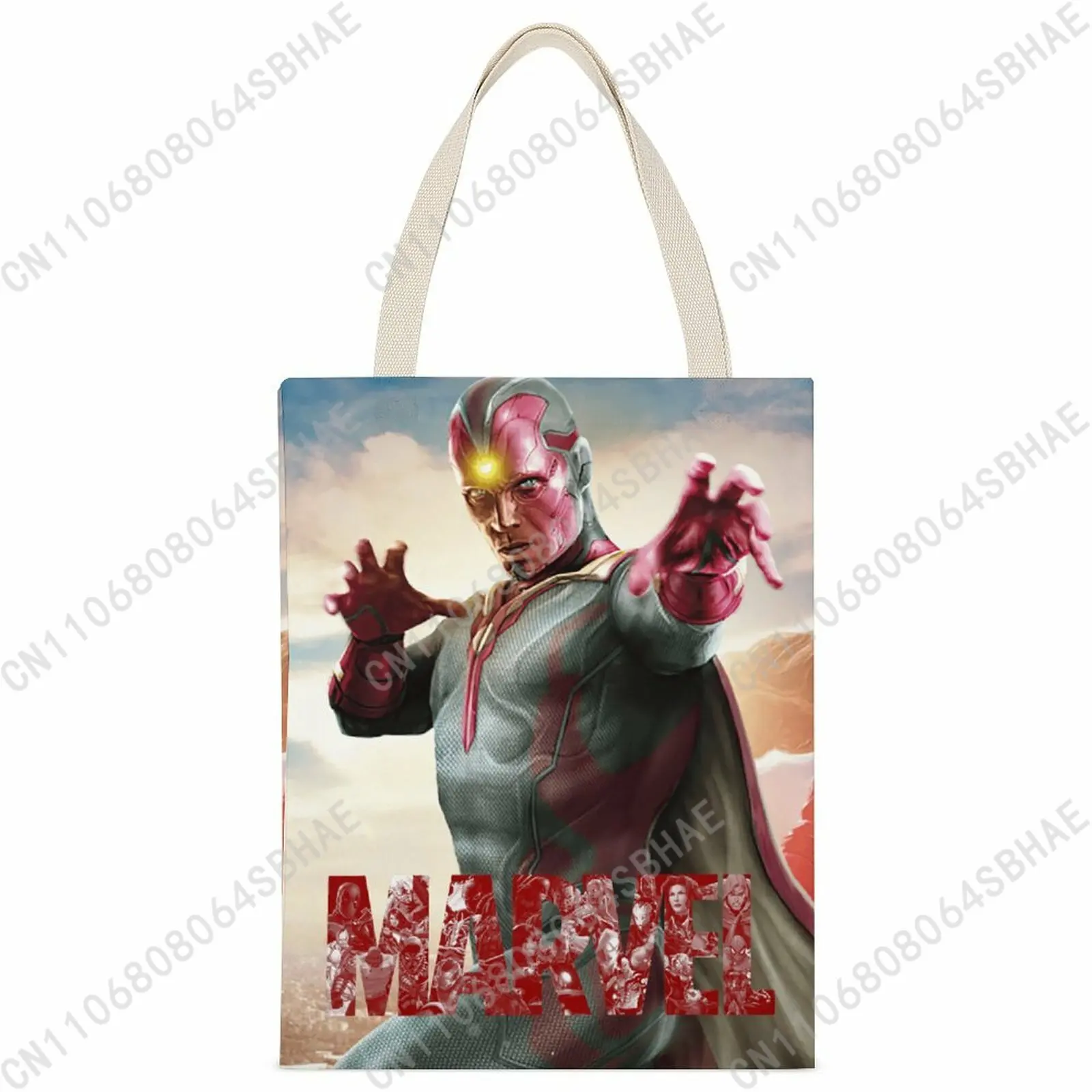 

Сумка-тоут Marvel Vision Canvas для покупок, многоразовая сумка через плечо для женщин и мужчин, с двусторонней печатью на заказ, подарок для косплея