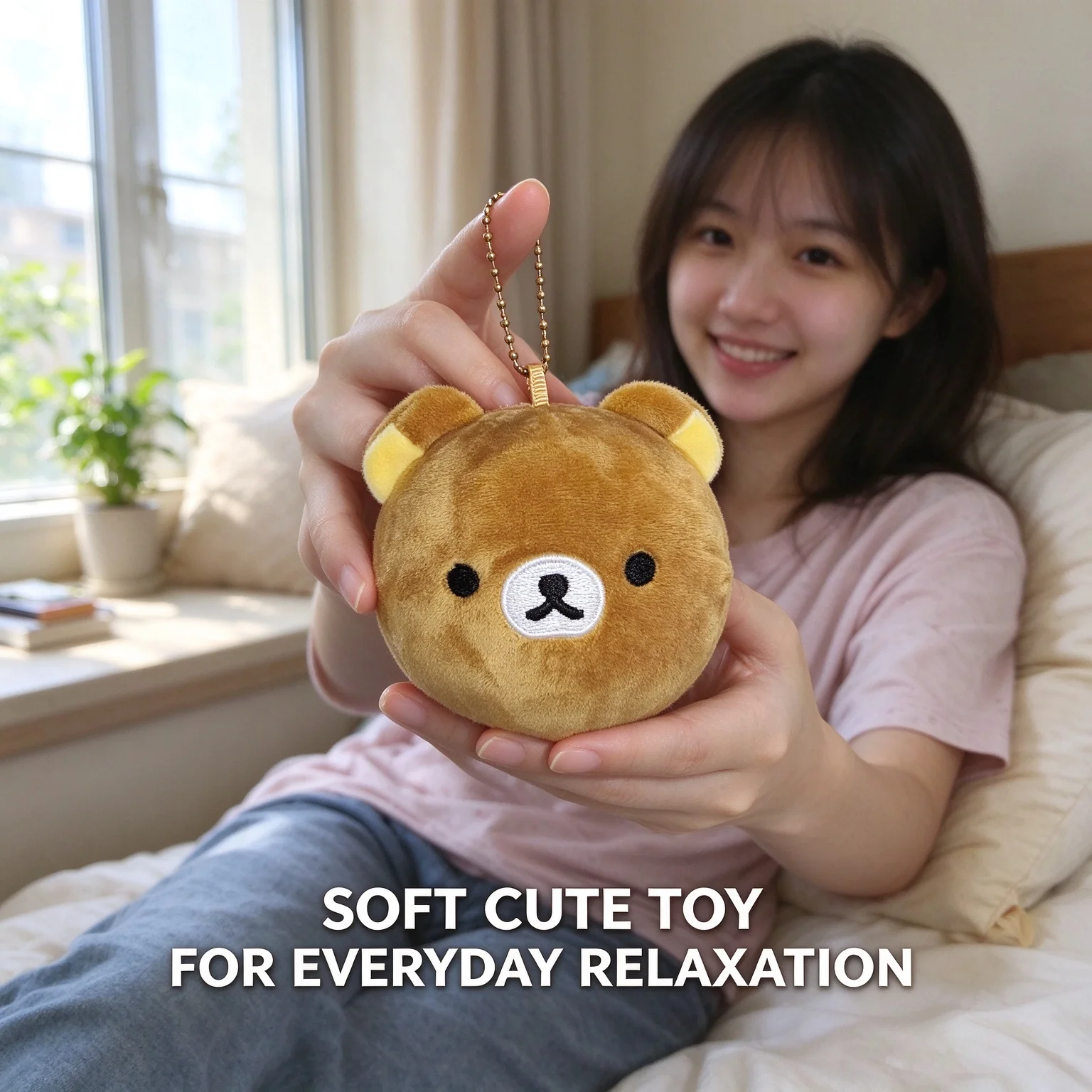 Cute Plush Mochi Squishy Slow Rising Stress Relief Fidget Toy Bag Pendant Creative Birthday Gift