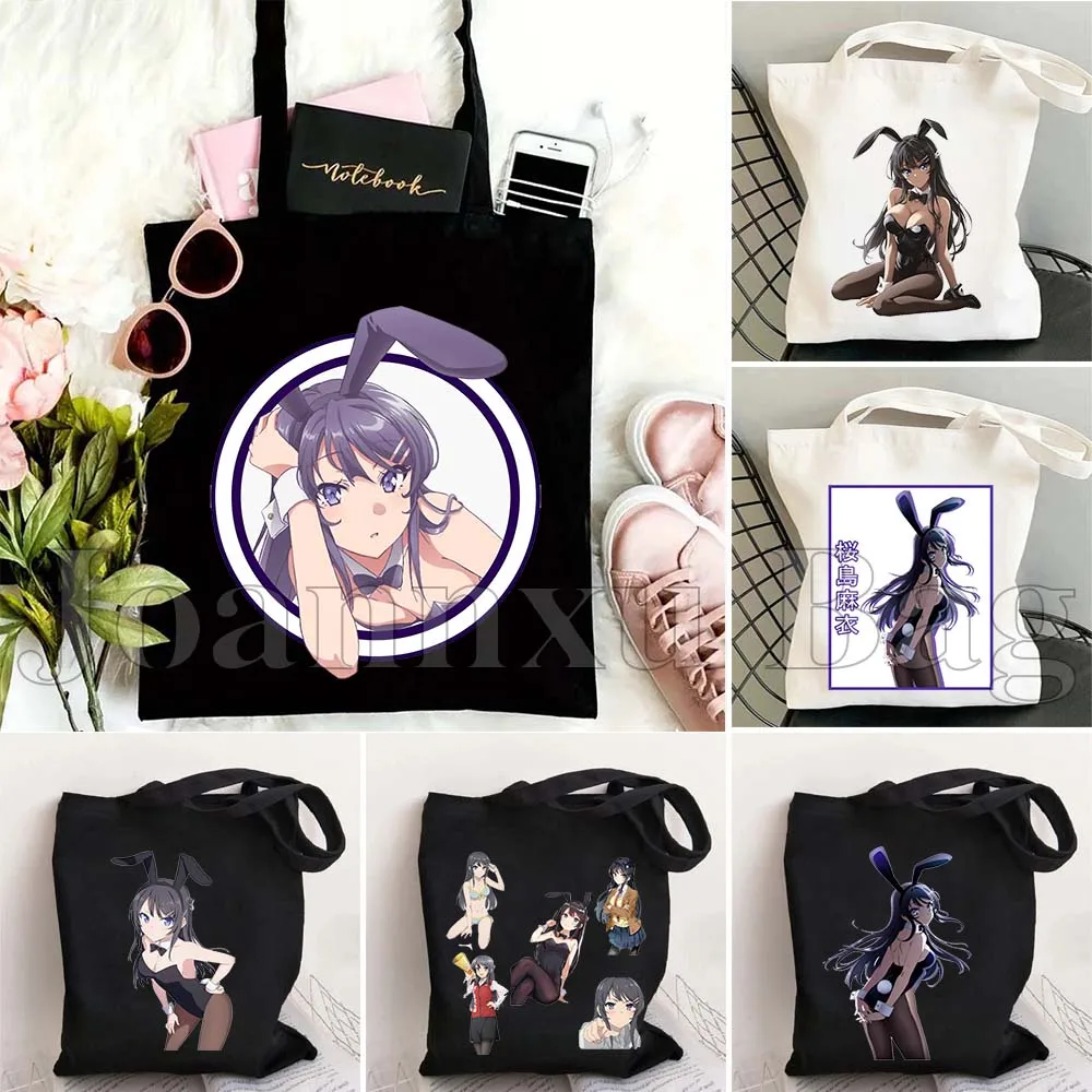 

Cute Kawaii Lovely Bunny Girl Anime Mai Sakurajima Senpai Gifts Women Canvas Shoulder Tote Bag Harajuku Shopper Reusable Handbag