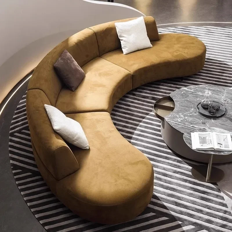 Italian minimalist curved sofa arc light luxury special-shaped, beauty salon semi-circular living room rest reception villa sofa