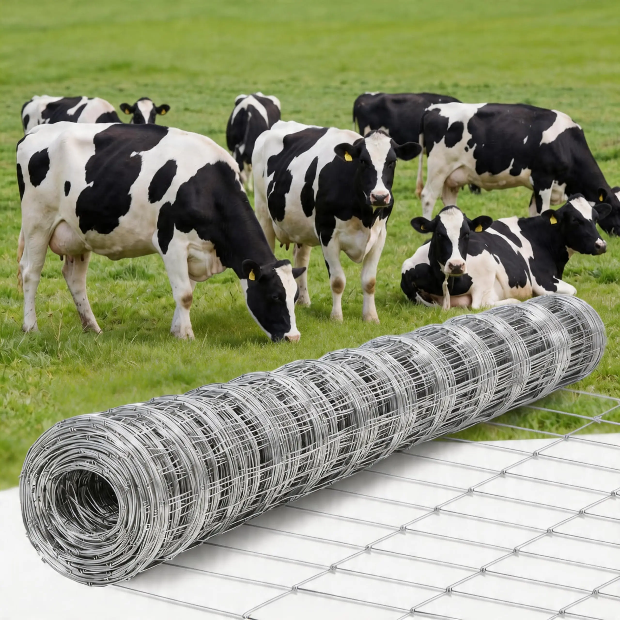 Cattle Farm Fence 5Ft x 164Ft, 12 Gauge Heavy Galvanized Steel Wire Fencing Outdoor for Livestock Control/Pet