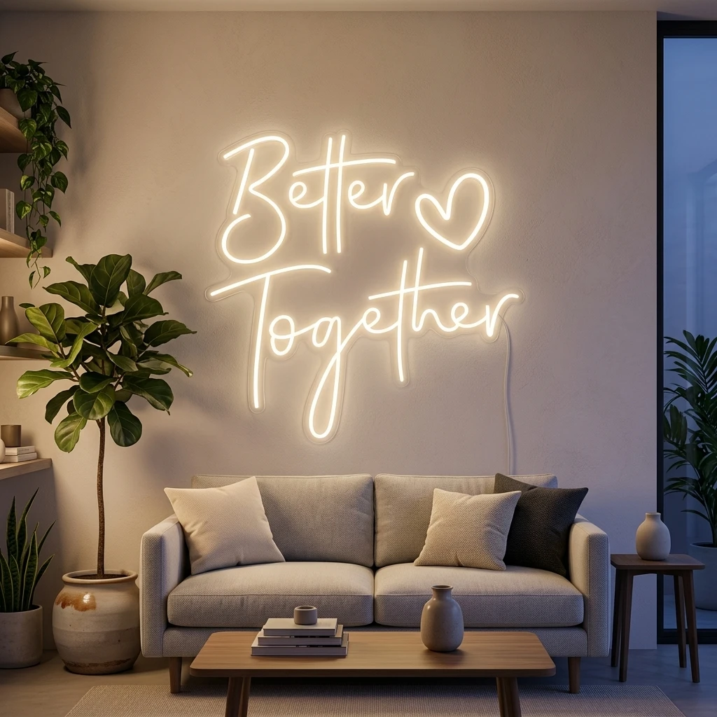 Better Together Neon Sign, Custom Wedding LED Neon Light Home Wall Decor Wedding Engagement PartyDecoration Personalized Gift