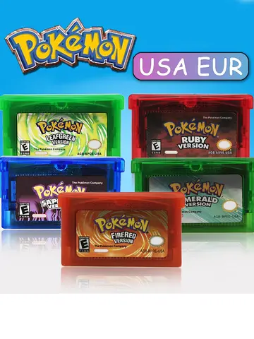 GBA Game Pokemon Series 32 Bit Video Game Cartridge Console Card Pokemon Emerald Ruby FireRed LeafGreen Sapphire Multi-language