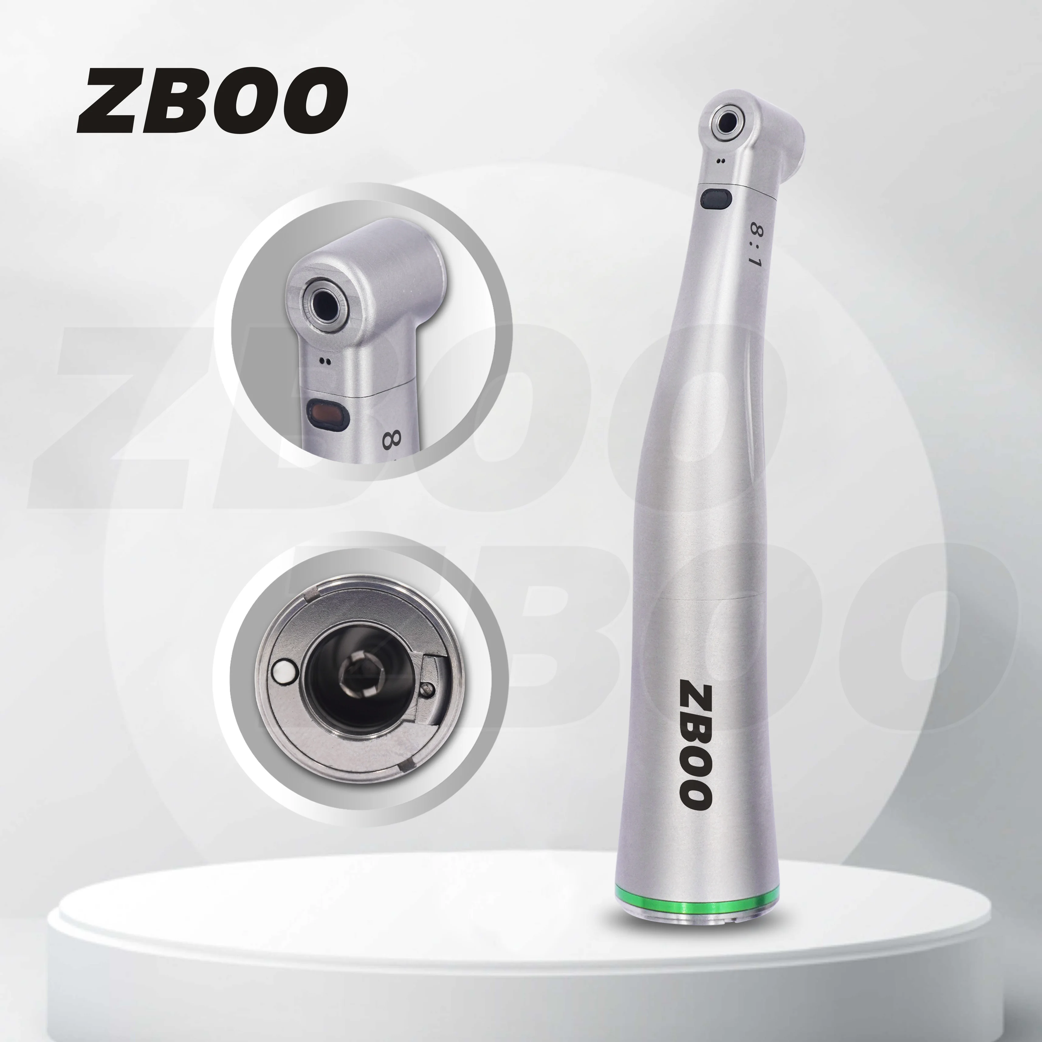 

Dental 8:1 Endo LED Fiber Optic Contra Angle Endodontic Handpiece Standard Head Push Button Air Turbine