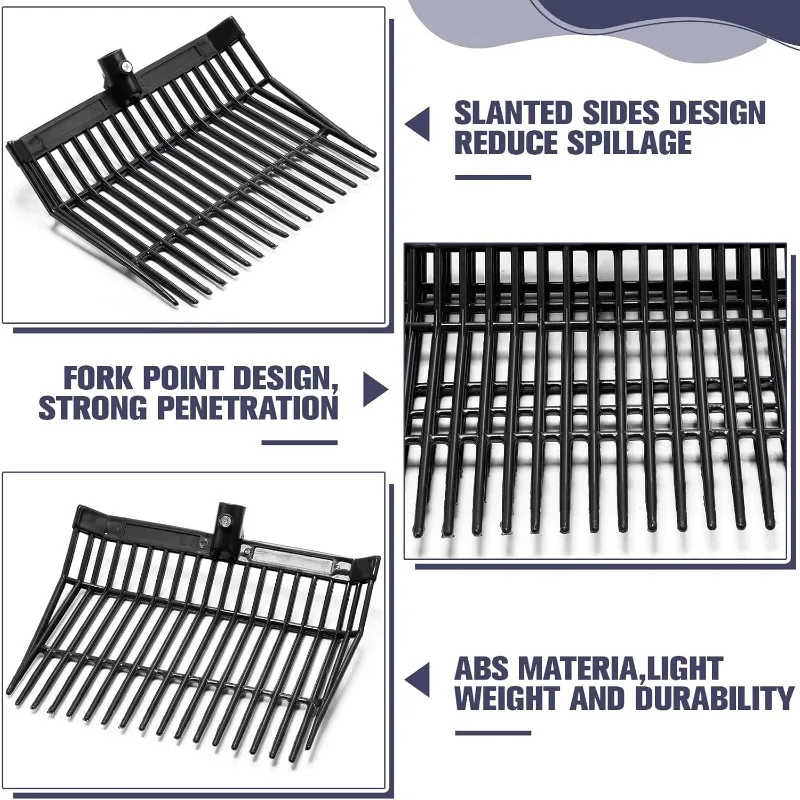 6 Pcs Manure Fork Replacement Head, 18 Tines Pitchfork Head with Screws and Nuts, Horse Manure Rake for Picking up Manure Grass